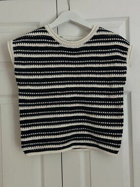 Joie Navy & White Gold Knit Tank Top